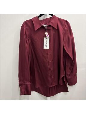 Burgundy 100% Silk Blouse